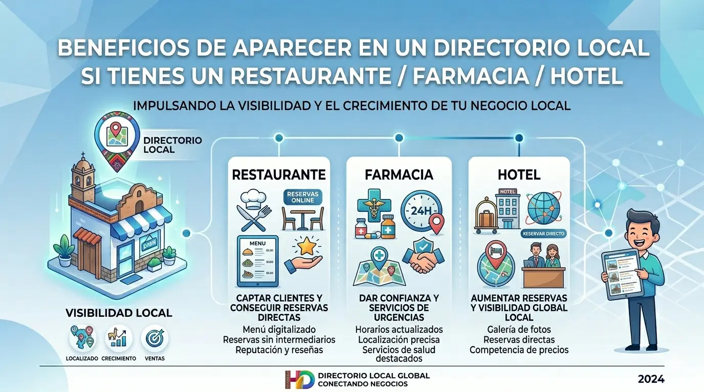 Beneficios de aparecer en un directorio local si tienes un restaurante, farmacia u hotel